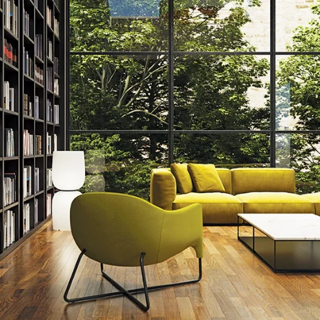 Luxury living room with light blue sofa